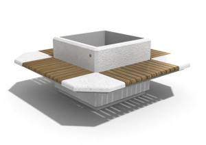 Бетонная скамейка со спинкой со встроенной плантатором