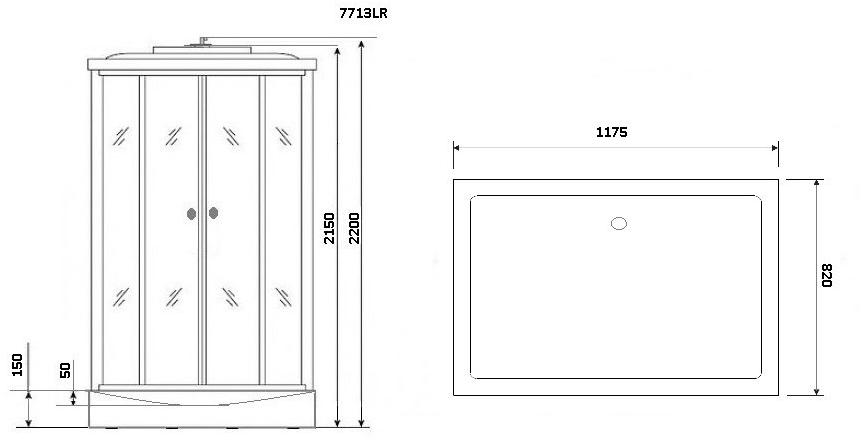 Душевая кабина NG-7713WL (820x1200х2150) низкий поддон стенки БЕЛЫЕ Niagara Luxe - Вид №5
