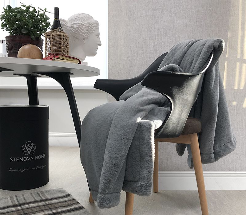 Victoria Stenova 111181 ПЛЕД меховой FROST GRAY  - Вид №6