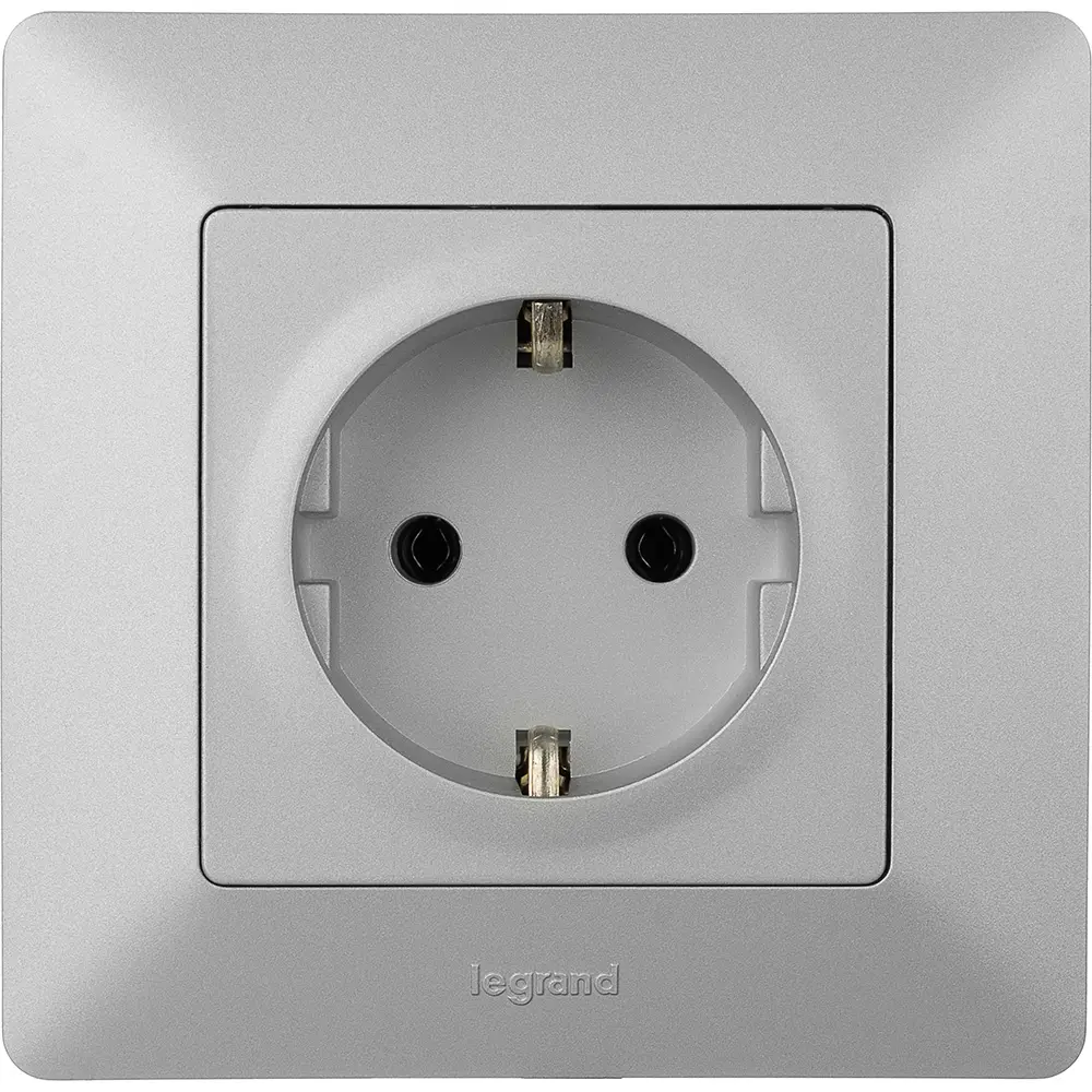 Розетка Legrand VLN-L 2 контакта с заземлением цвет алюминий 82169350 STLM-2183199 Valena Life - Вид №8