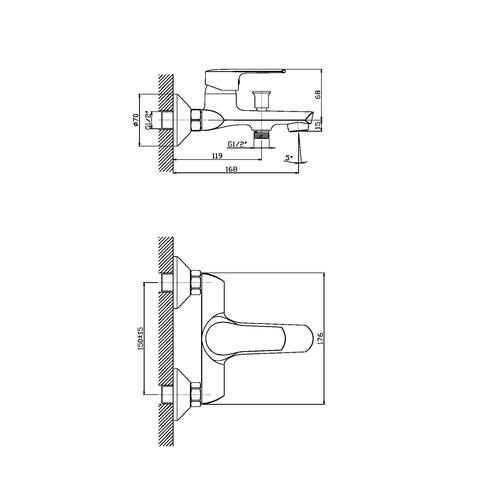 Orange Sofi M43-100cr однорычажный ванно/душевой смеситель Хром sun-id-1516888 - Вид №1