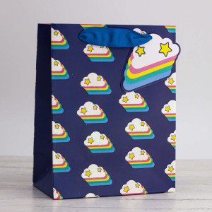 90822427 Пакет подарочный (S) "Many cute clouds" dark blue 18х23х10 см STLM-0398150 NOBRAND