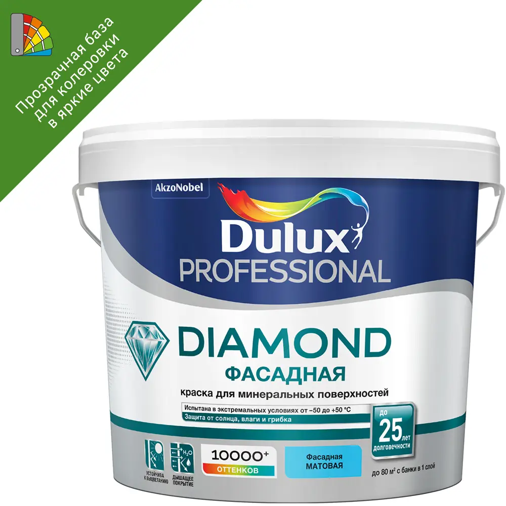Краска для колеровки фасадная Dulux Гладкая bs прозрачная база BM 2.4 л 15870519 STLM-2167113 