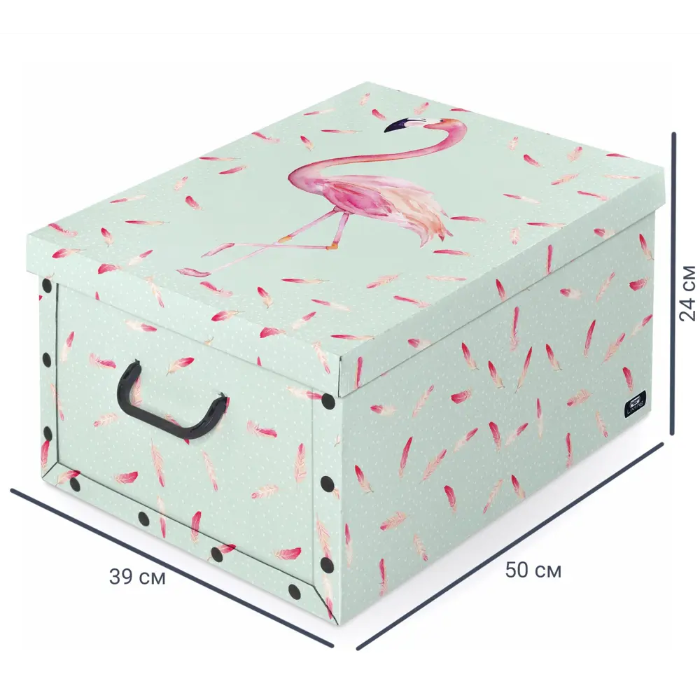 Коробка с ручками Domo Pak Фламинго 39x50x24 см картон разноцветный 17152351 STLM-2032779 