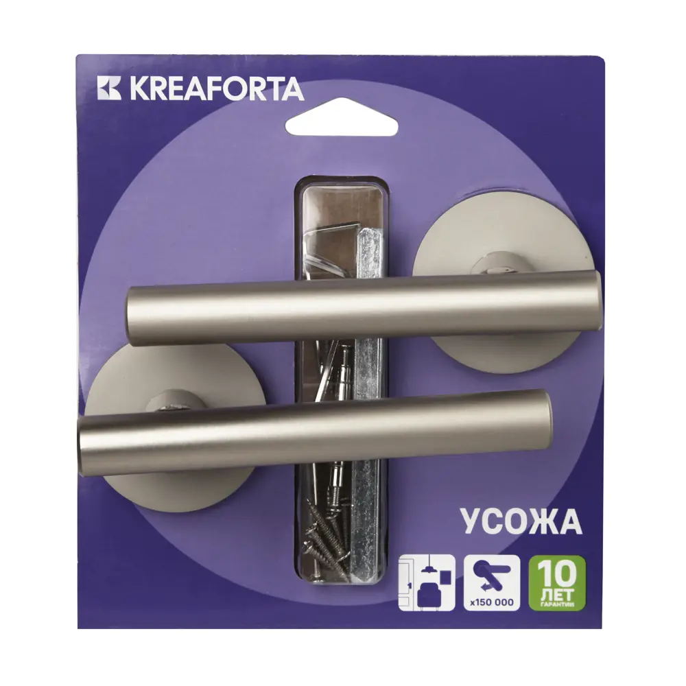 Дверная ручка на розетке KREAFORTA Усожа без запирания цвет никель STLM-2123146 - Вид №3