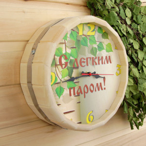 90352111 Часы банные бочонок "С Лёгким паром" 26 см STLM-0196730 ДОБРОПАРОВЪ