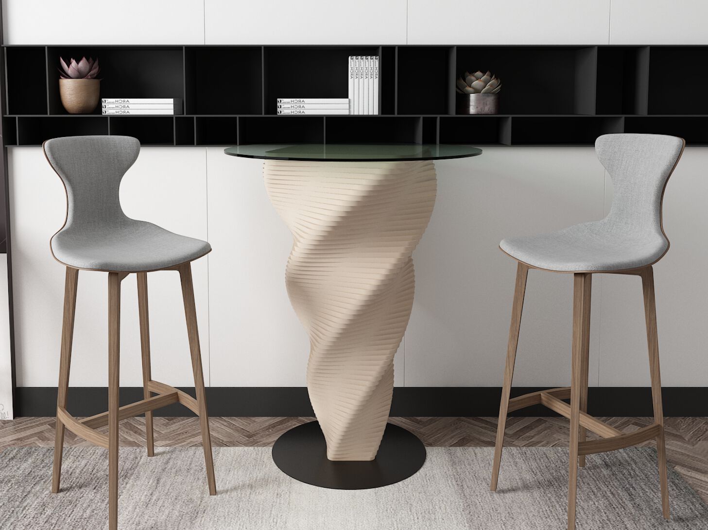 Круглый стол из дерева и стекла MYWOODREAM LOKY ARCH-00008964 - Вид №1