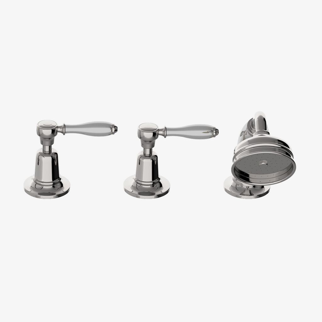 EATF53 Скрытый наполнитель для ванн Easton Classic на гусиной шее с ручным душем и белыми фарфоровыми ручками Waterworks  - Вид №1