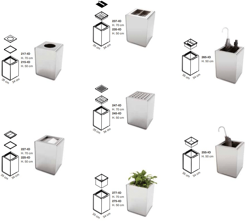 Caimi Brevetti Урна для мусора из нержавеющей стали для улицы Prisma sun-id-1429572 - Вид №6
