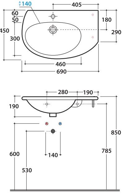 Bo022-23 Подвесная раковина настенная овальная Ceramica Globo Grace белая - Вид №3