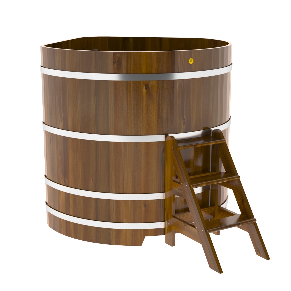 2325 Купель угловая из лиственницы Рустик 1,37х1,37х1,4 морёная Alyarus  - Вид №1