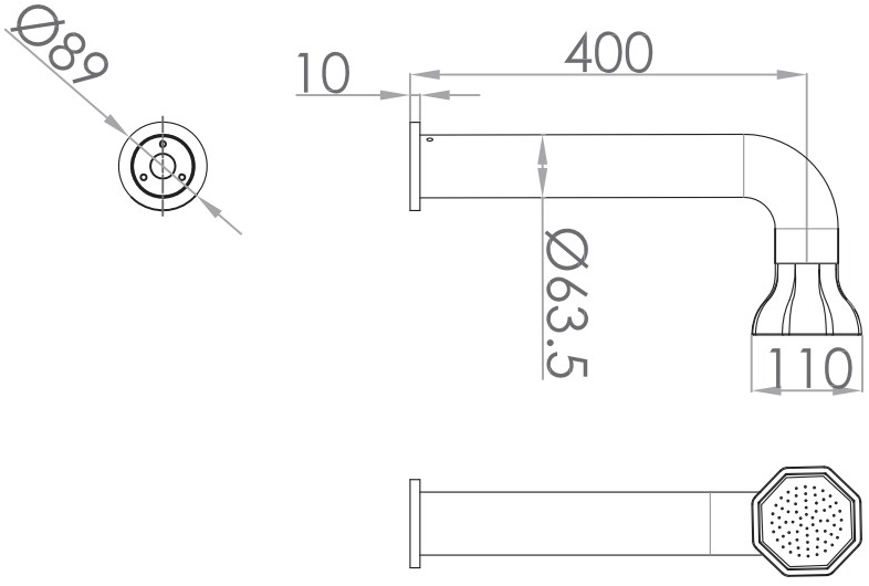 JEE-O Настенная лейка душа из нержавеющей стали с держателем Bloom 600-6906 - Вид №1