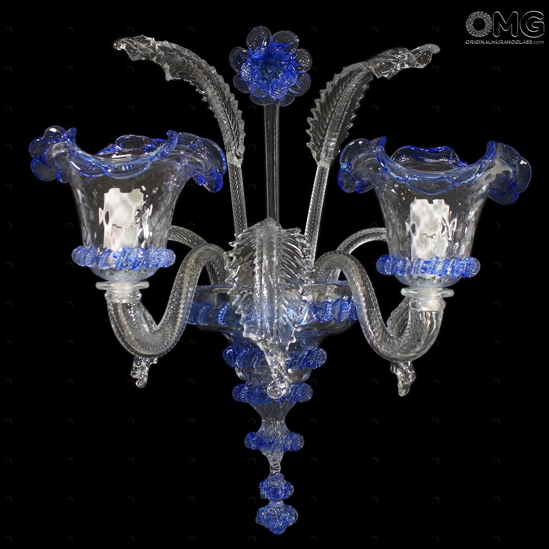 1246 ORIGINALMURANOGLASS Настенный светильник Бра Элегантный - синее муранское стекло OMG  см 