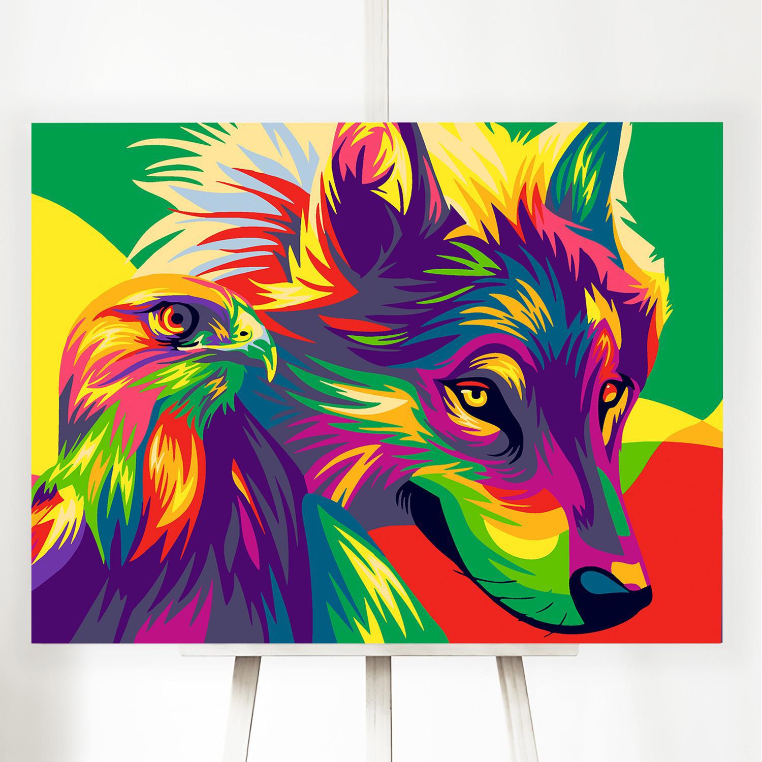 90310328 Картина по номерам Волк и Сокол p54358 STLM-0178161 RED PANDA