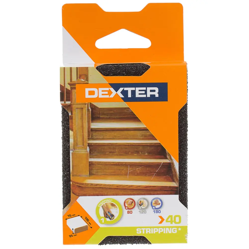 18783939 Губка шлифовальная абразивная четырехсторонняя Dexter P40 100x70x25 мм STLM-0012680  - Вид №2