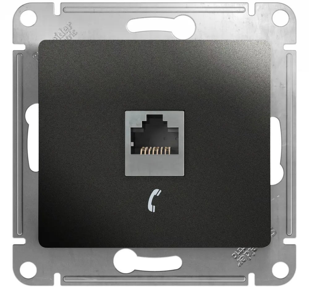 91343109 Розетка телефонная встраиваемая Systeme electric Glossa GSL000781T RJ11 цвет антрацит STLM-1107614