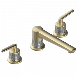 G9K-25 Смеситель для ванны на 3 отверстия устанавливаемый на борту - излив ГОЛИАФ Thg-paris System cristal с рукоятками Покрытие PVD матовая латунь