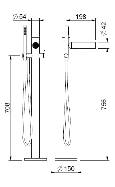 Смеситель для ванны из нержавеющей стали с ручным душем BEAMTECH Timeless ARCH-00150876 - Вид №1