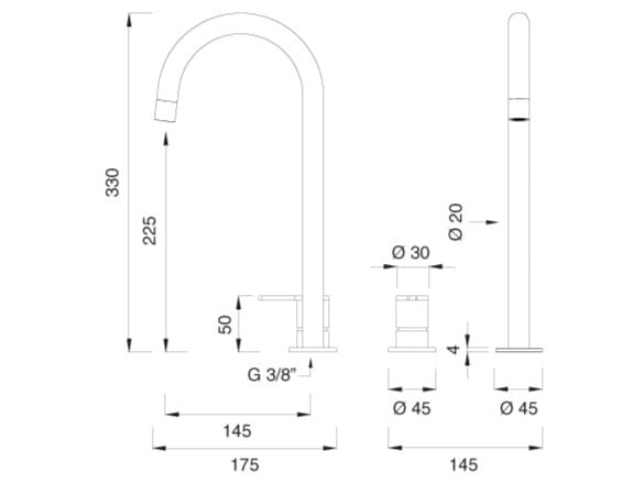 Смеситель для кухни с 2 отверстиями из нержавеющей стали с поворотным изливом CEADESIGN ECO-DRINKING TAP WATER ARCH-00095310 - Вид №2