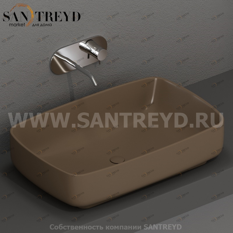 514188 Накладная раковина на столешницу  прямоугольная Kerasan Tribeca