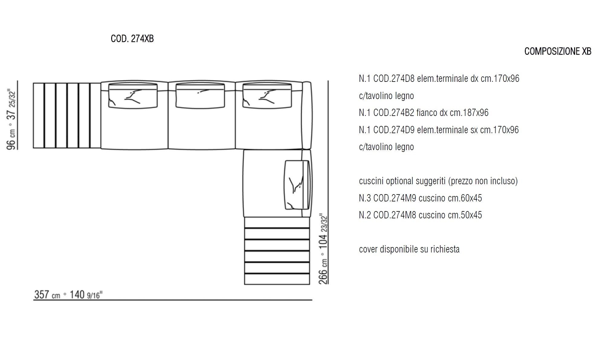 Ткань открытый секционный диван Flexform Атлас ARCH-00134214 - Вид №9