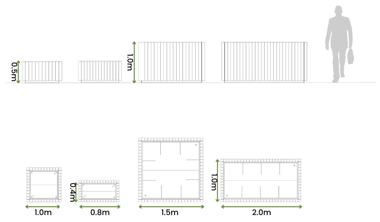Высокая квадратная деревянная сеялка Urbencéa CUB ARCH-00131680 - Вид №2