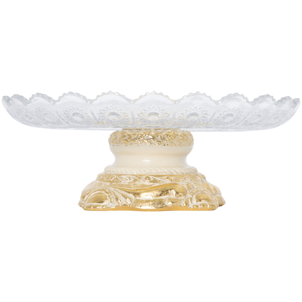 52094 BOGACHO Фруктовница-конфетница - 13 Айвори мрамор / стекло  - Вид №2