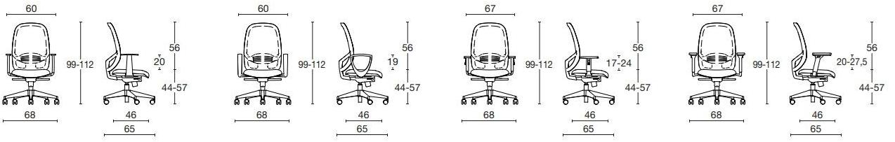 Diemme Регулируемое по высоте офисное кресло из 5-спицевой сетки с колесами Hop sun-id-1449473 - Вид №4