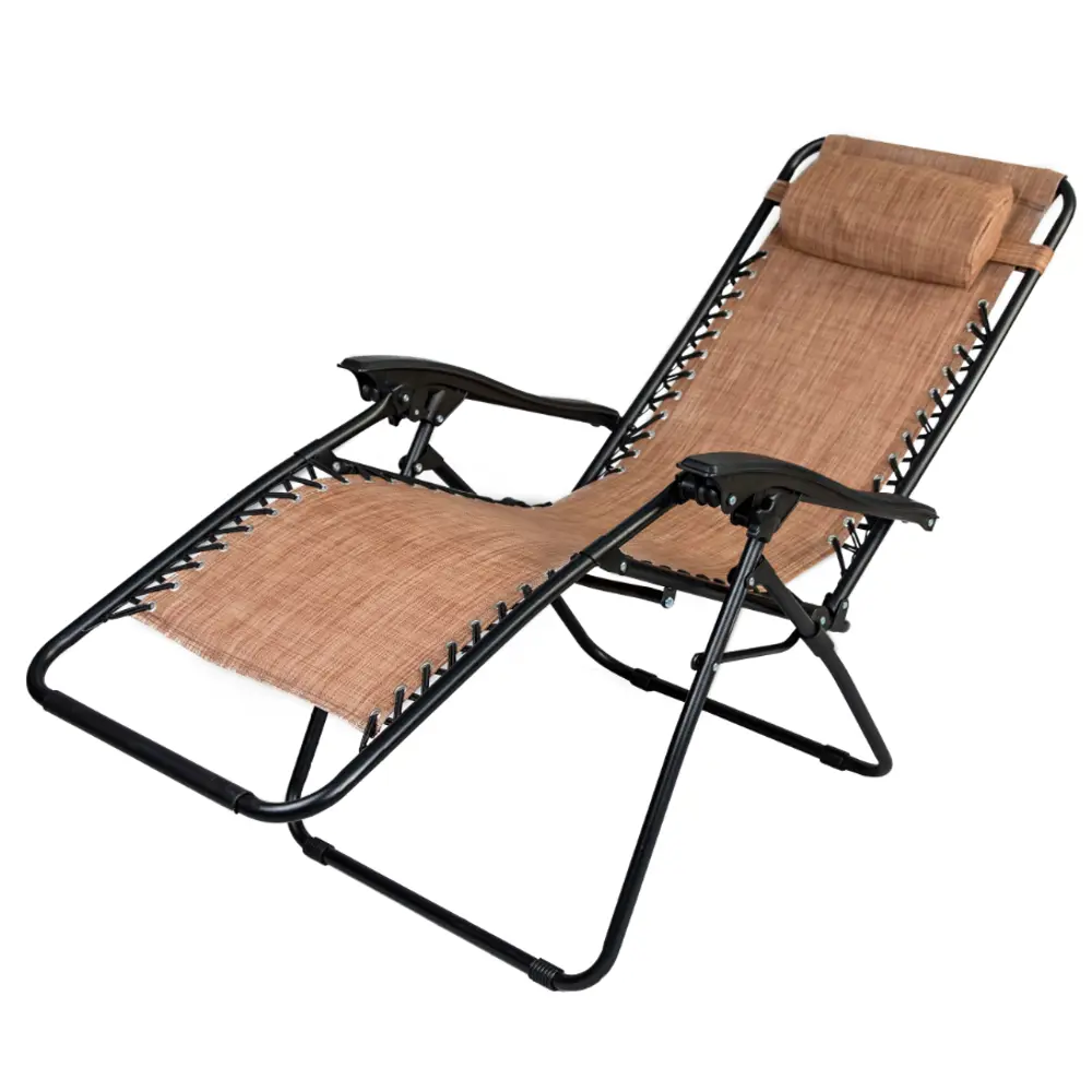 Шезлонг складной GreenGard Бриз 100x63x97 см сталь/ ткань черный/бежевый STLM-2131635 - Вид №2