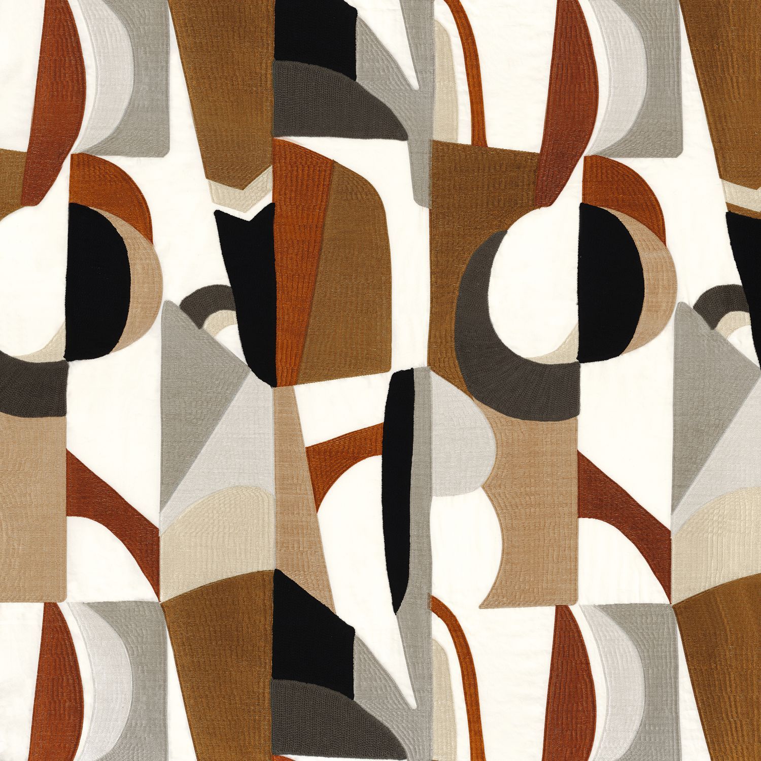 Хлопчатобумажная вышитая ткань для штор с графическим рисунком Casamance Arty ARCH-00105202 - Вид №7