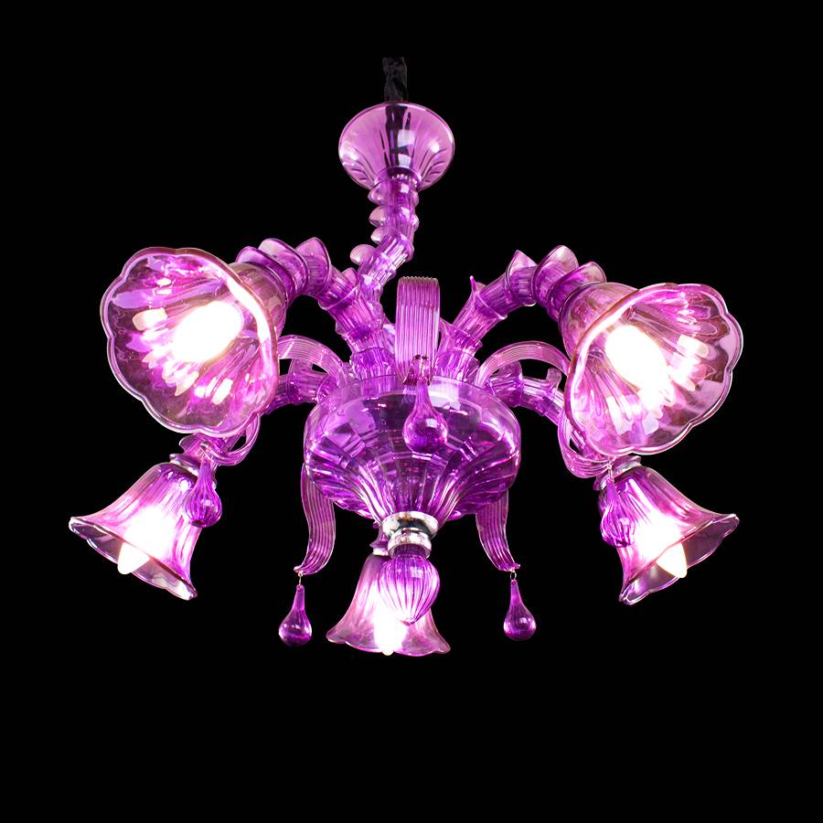 Подвесная люстра Arte Lamp Corno A8023LM-5CC фиолетовая ARTE LAMP ДИЗАЙНЕРСКИЕ, CORNO 056384 Фиолетовый  - Вид №2
