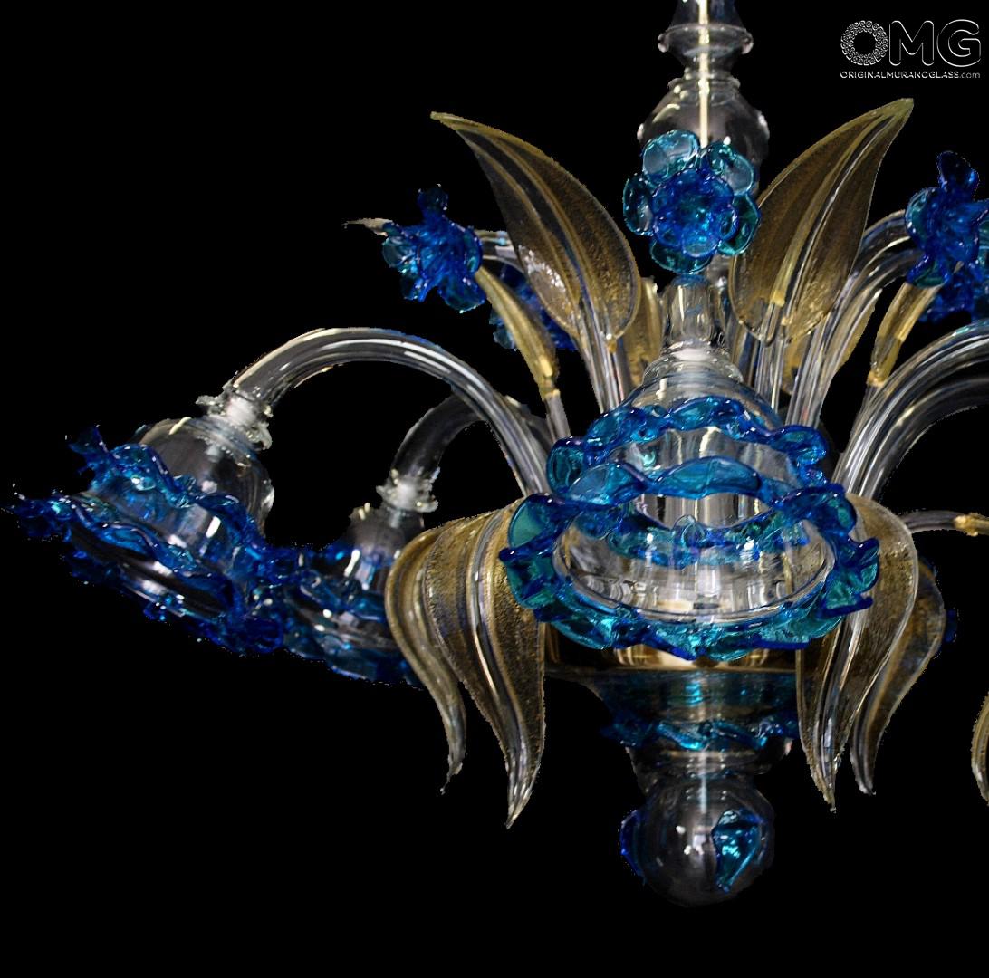 1291 ORIGINALMURANOGLASS Люстра Синие Анемоны - Флорал - муранское стекло OMG  см  - Вид №1