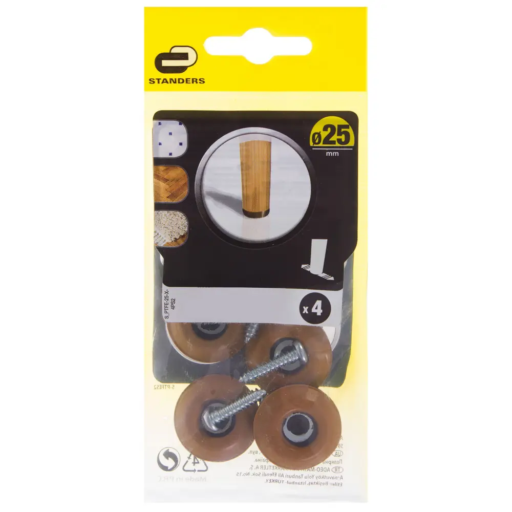 Набойки Standers PTFE 25 мм, круглые, пластик, цвет коричневый, 4 шт STLM-2067916 - Вид №3
