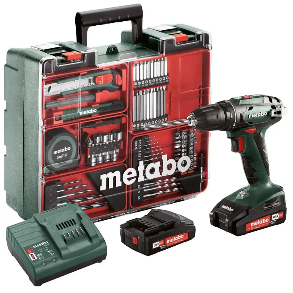 Дрель-шуруповерт аккумуляторная Metabo BS18 SET, 602207880, 18В Li-ion 2x2 Ач 82407334 STLM-2076321 