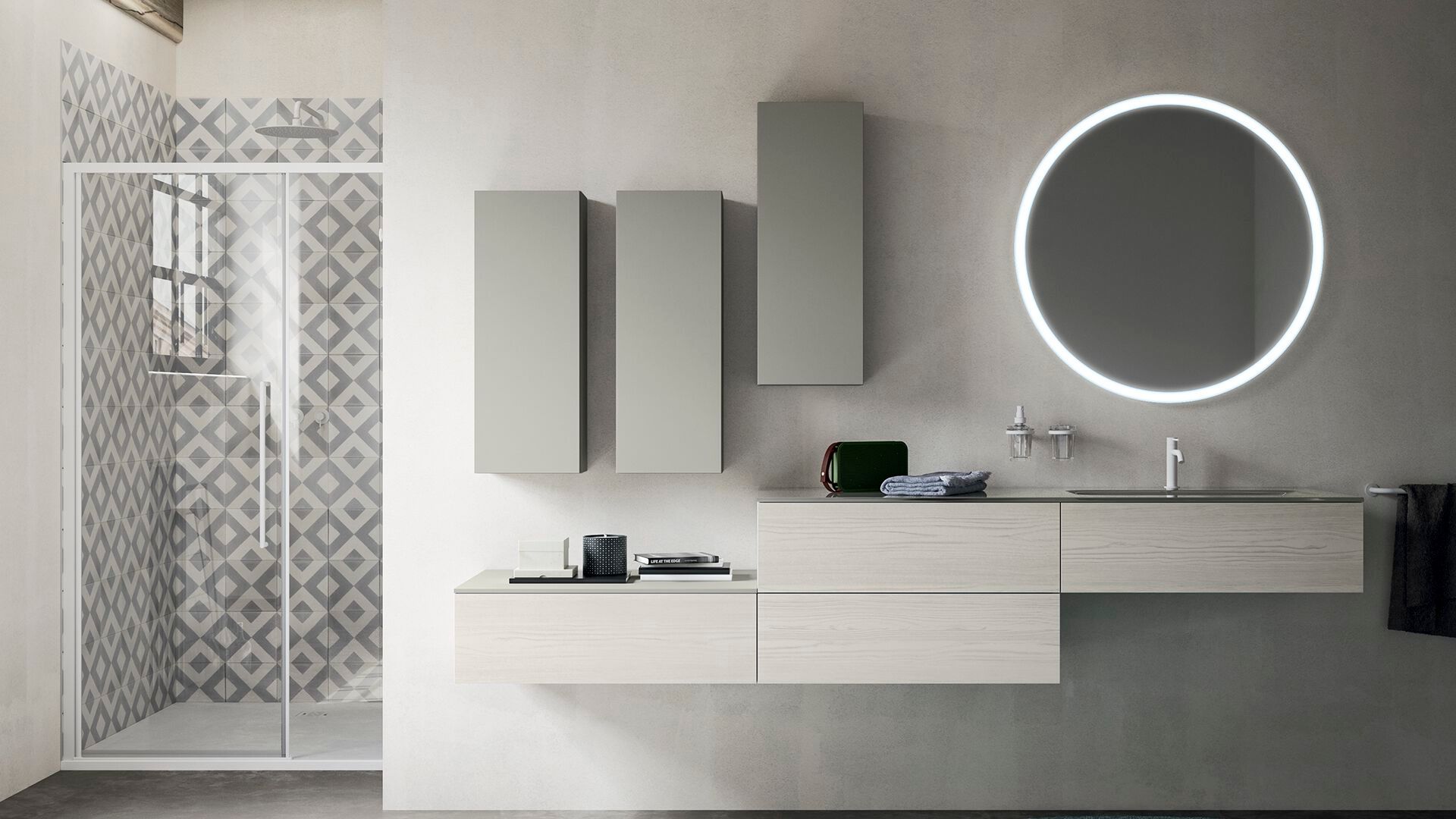 Круглое зеркало со встроенным освещением для ванной комнаты INDA® PORTOLE + ARCH-00151568 - Вид №3