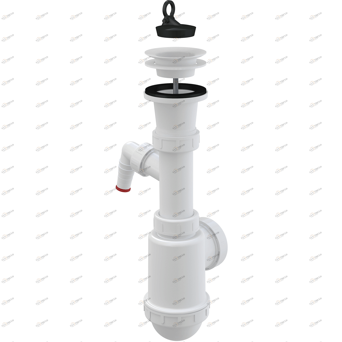 Cифон для мойки c пластмассовой решеткой DN70 и штуцером ALCAPLAST A442PDN5040