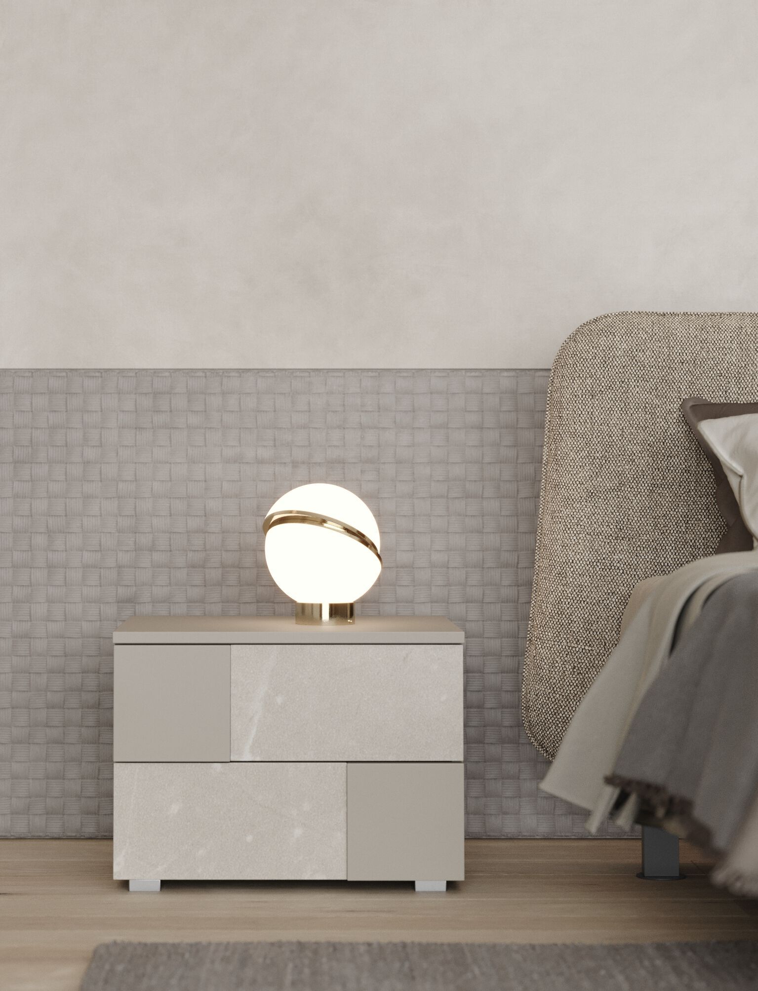 Деревянная кровать для хранения с мягким изголовьем Giessegi POUF ARCH-00013540 - Вид №2