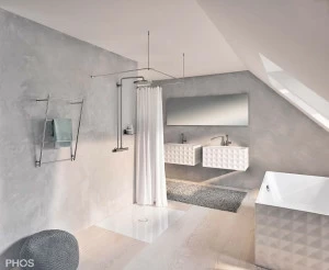 DSU1700-750K45 U-образный карниз для душевой занавески, 75 x 170 x 75 см для приклеивания к стене PHOS