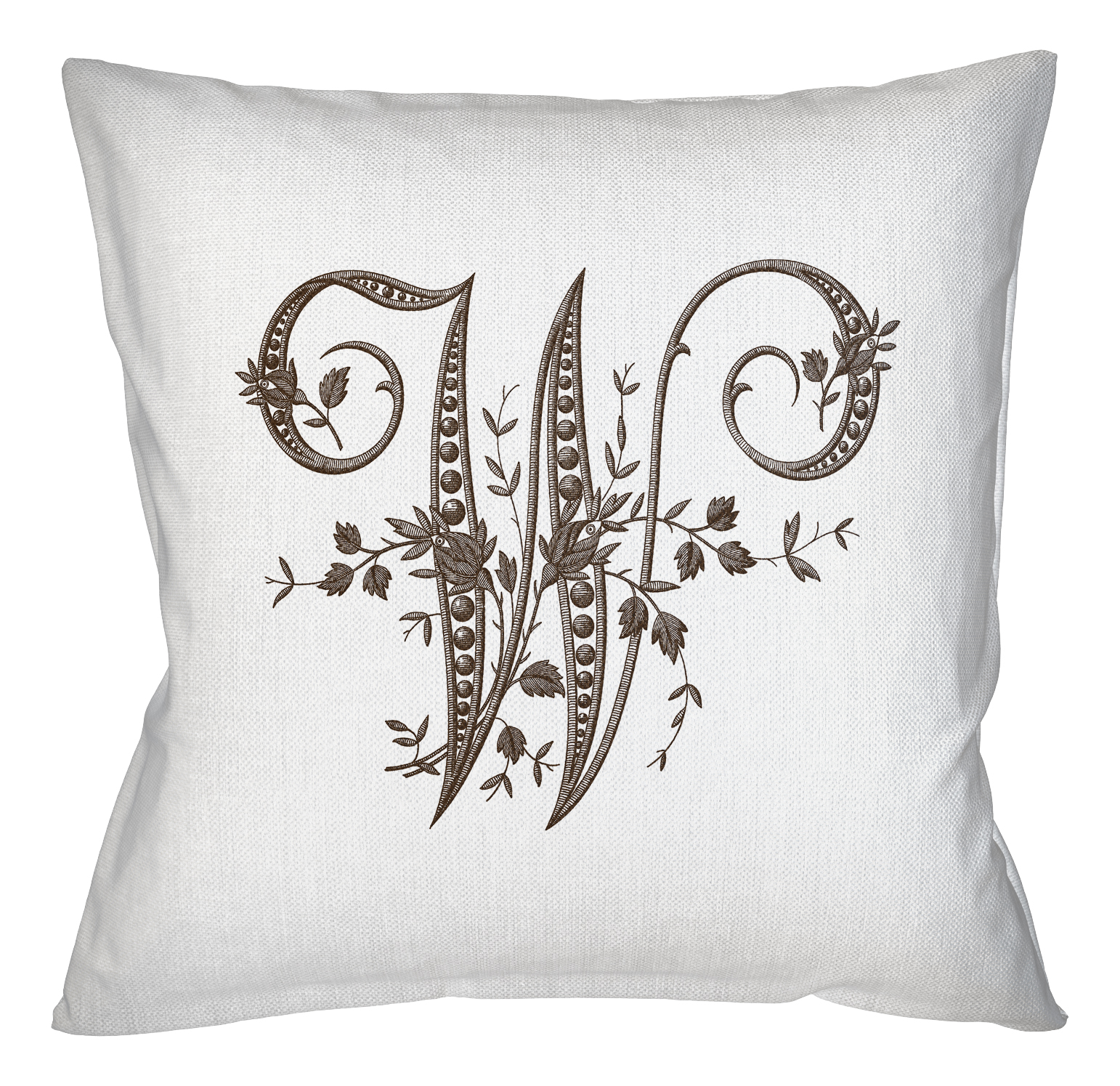 21080562 Арт-подушка «Монограмма буквы W» Object Desire Азбука мечты 