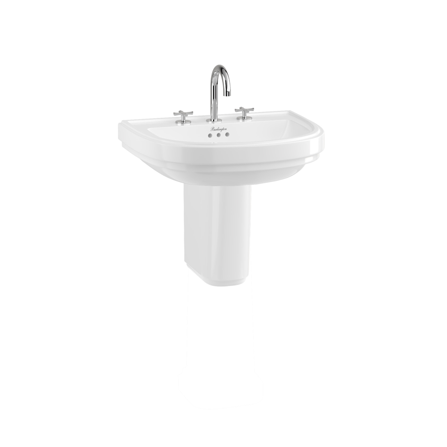 Burlington Riviera Раковина Riviera 580 мм в форме D с полупьедесталом Riviera с 1 отверстием под смеситель RIV3 1TH - RIV7  - Вид №1