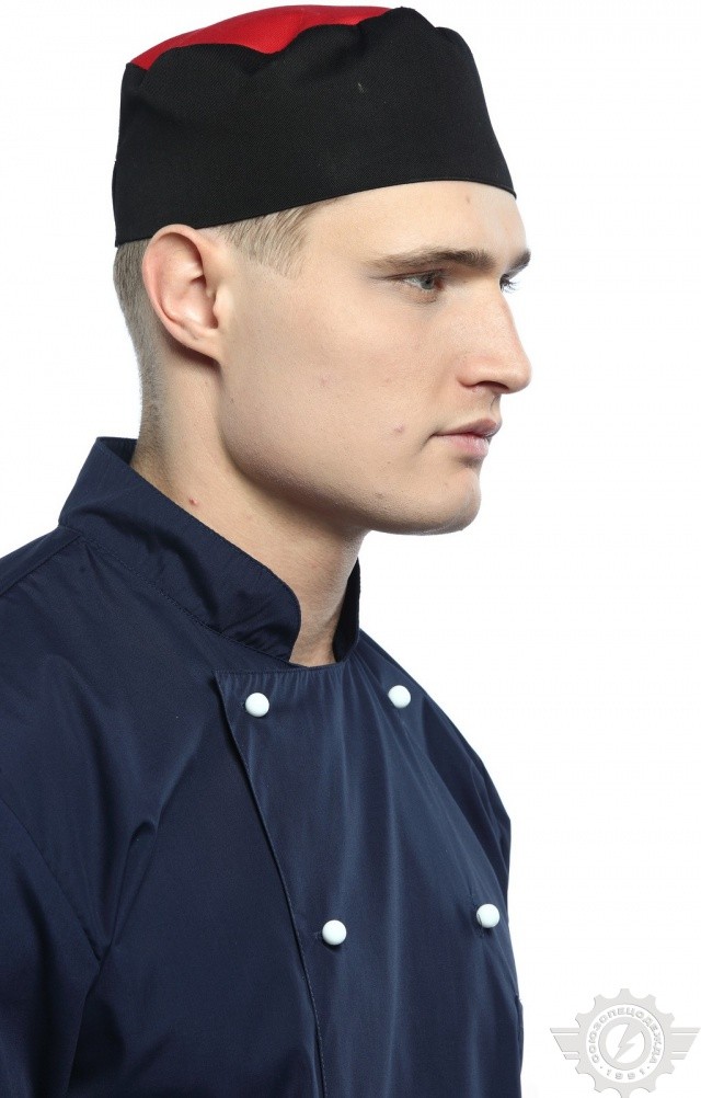 63356 Головной убор "Таблетка" черно-красная  Одежда для поваров  размер 55-56 Спецодежда  - Вид №2