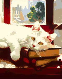 91133537 Картина по номерам на холсте 40х50 "Книжный кот" STLM-0495535 HOLSTPECHAT