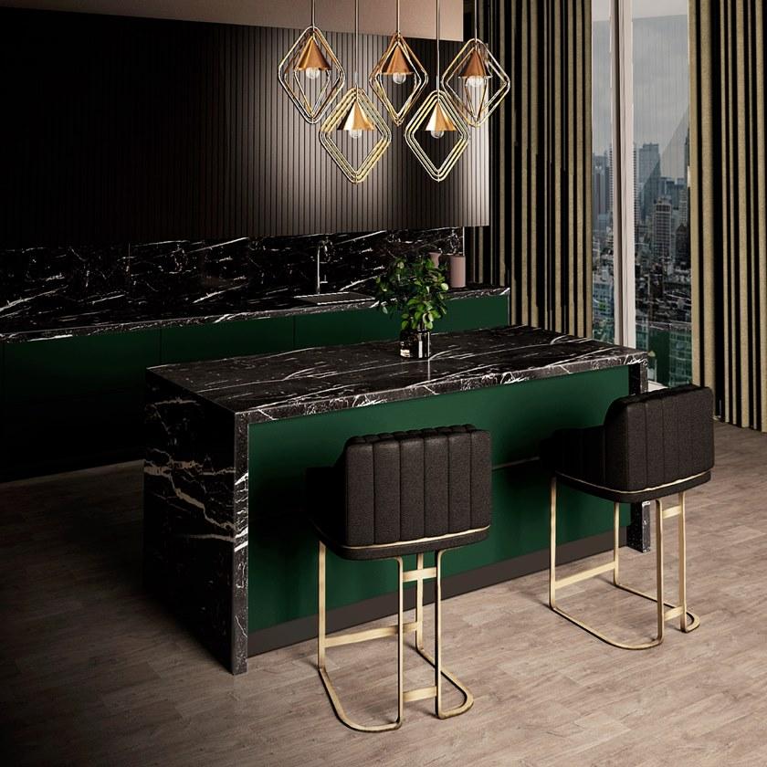 Porustudio Высокий стул из кожи с латунным основанием sun-id-1458219 - Вид №4