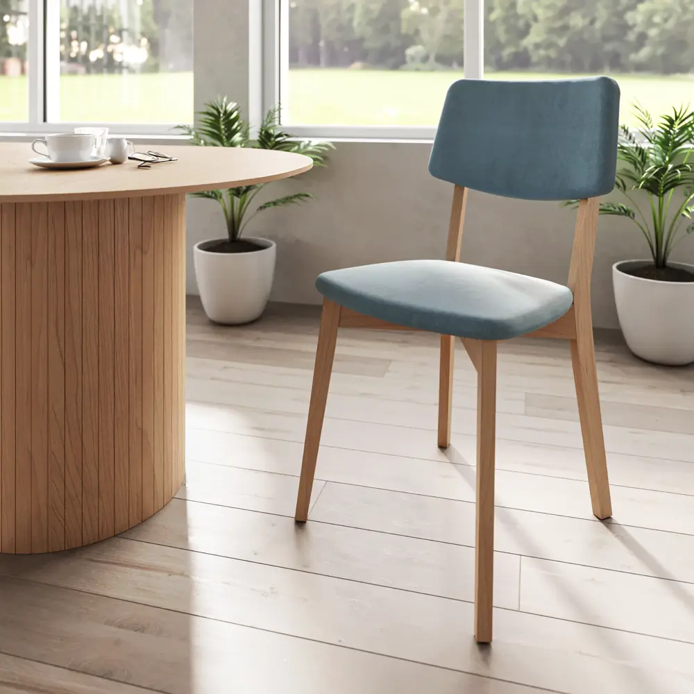 Стул Латина 45.5x85x55 см ножки дерево/бежевый сиденье велюр цвет голубой Santreyd STLM-2077290 - Вид №7