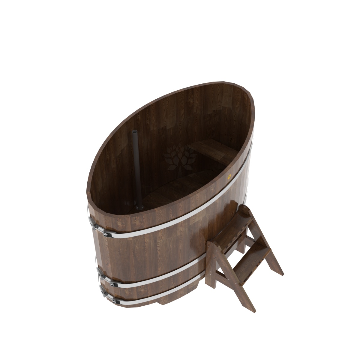 1161 Купель овальная из лиственницы 0,92х1,66х1,1 морёная премиум Alyarus  - Вид №1