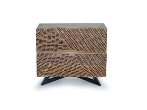 Прямоугольная прикроватная тумбочка из акации с ящиками