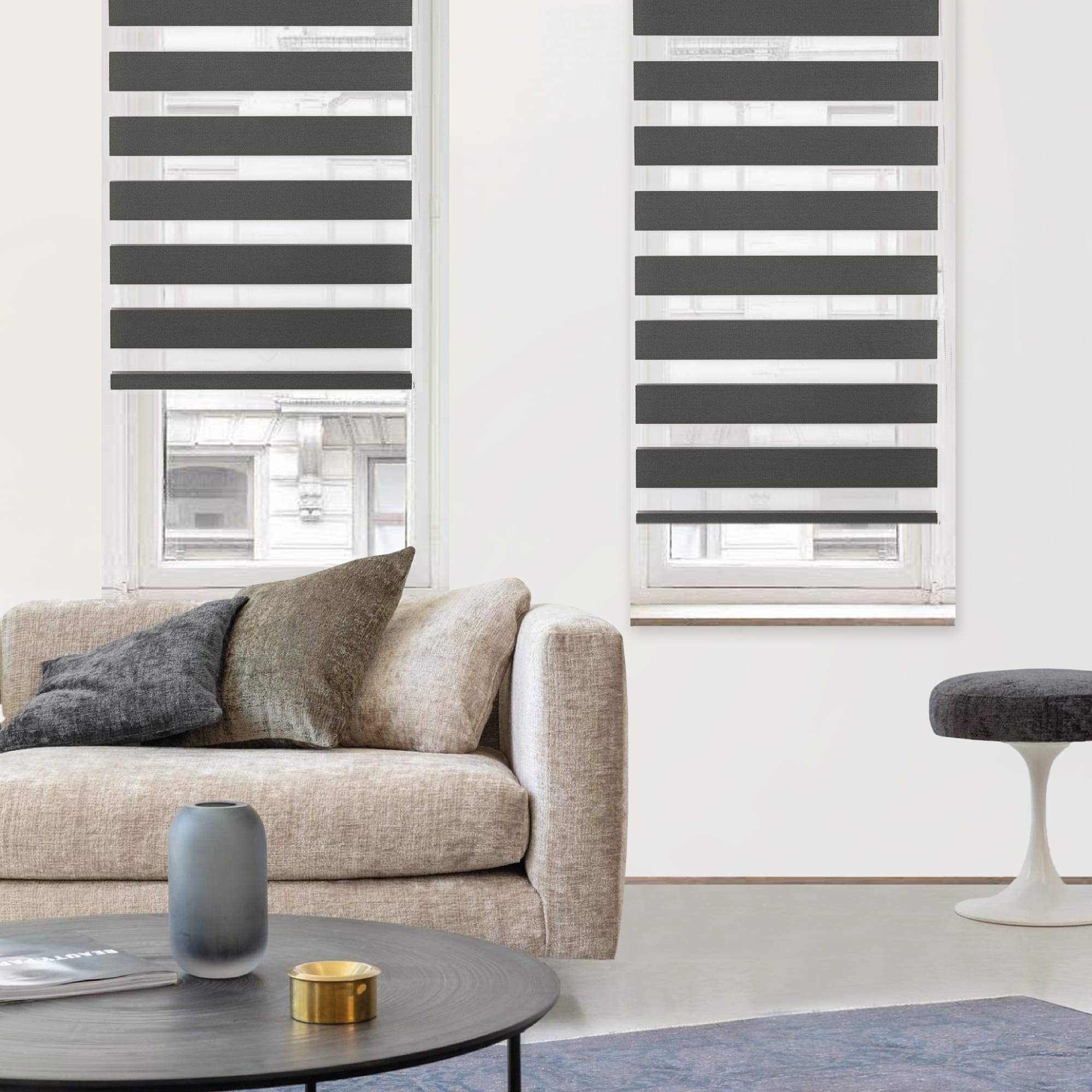 82614430 Штора рулонная день-ночь Miamoza Silver 40x160 см, цвет графит Santreyd  - Вид №2