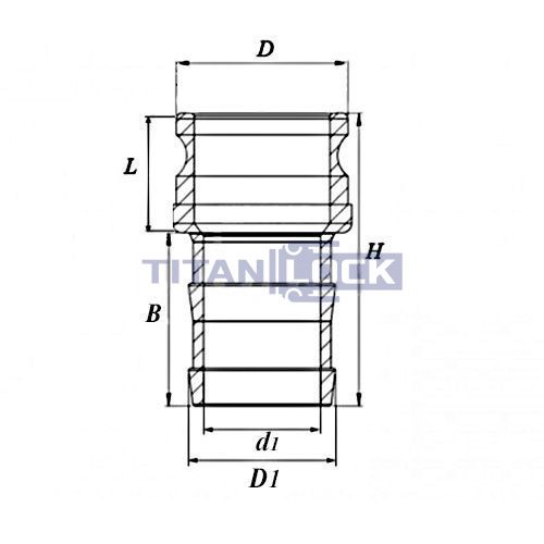 Камлок алюминиевый тип E серия "EcoLine", ниппель с хвостовиком 1/2", TL50EAL-EL TITAN LOCK  - Вид №1