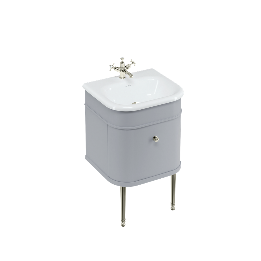Burlington Chalfont Chalfont 550мм Тумбочка с одним выдвижным ящиком - Классический серый с хромированными ножками CH55G-CHLEGCHR  - Вид №2