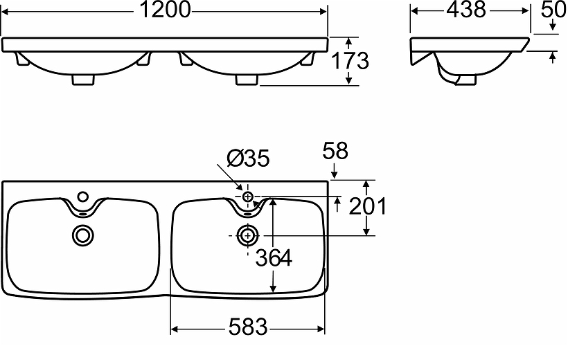 11129 Накладная раковина на столешницу  прямоугольная IDO  - Вид №3